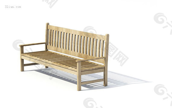 3d木制长椅模型