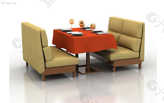 西式餐厅沙发3d模型