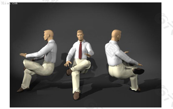 3D坐着的男人模型