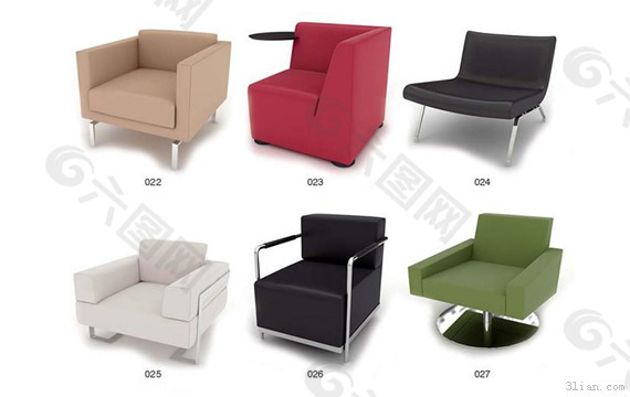 6款单人沙发3D模型