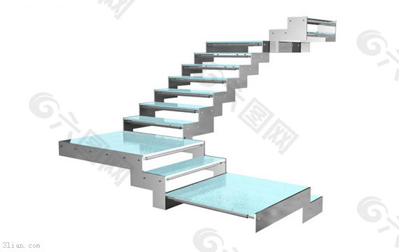 玻璃踏步楼梯3D模型