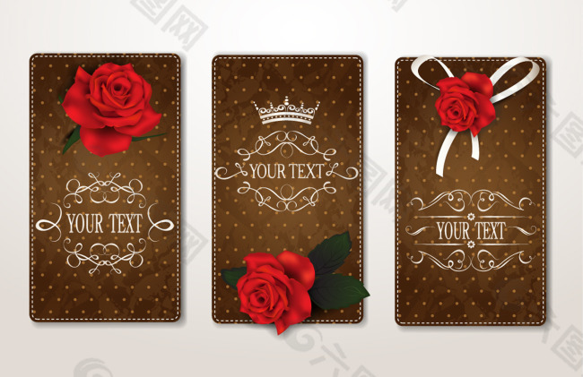玫瑰装饰卡片矢量设计素材