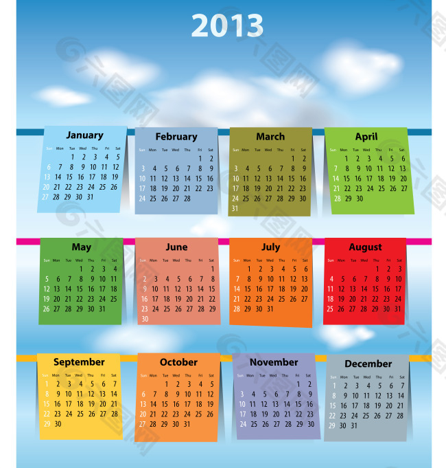 2013挂历矢量图