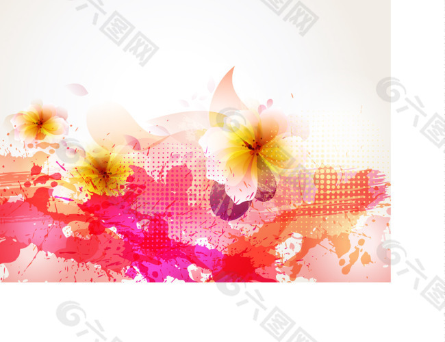 炫彩墨迹花纹矢量素材