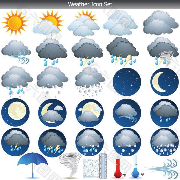 天气预报图标矢量素材