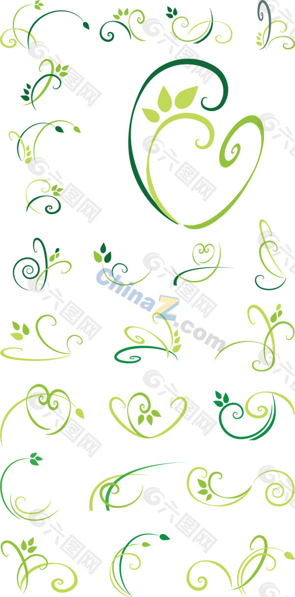 绿色植物花纹矢量素材