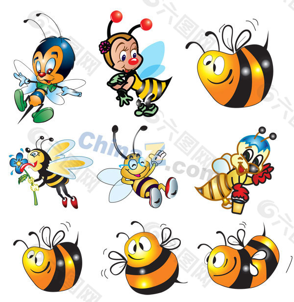 可爱卡通蜜蜂矢量素材