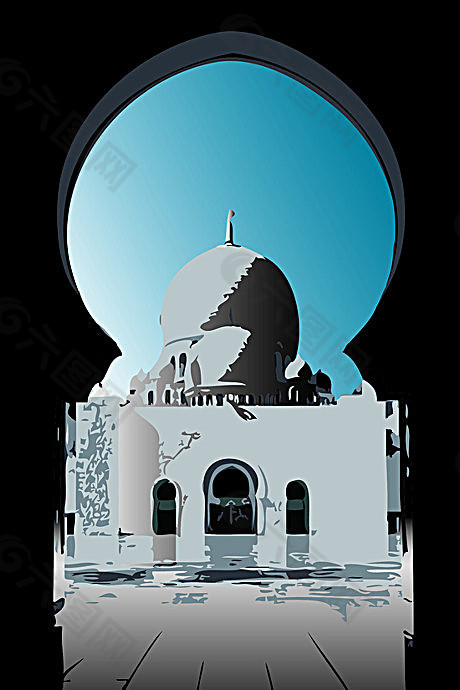 伊斯兰教建筑矢量素材
