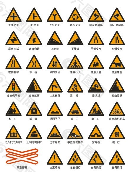 交通指示标   矢量图