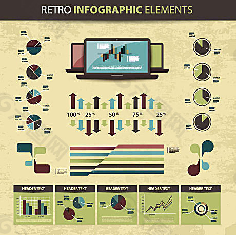 复古信息图表元素矢量