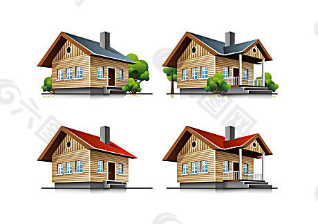 立体房屋模型矢量素材02