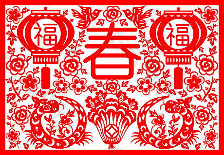 中国风春节剪纸矢量素材