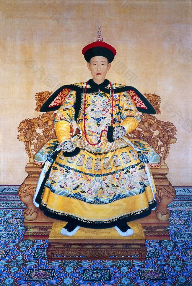 清朝皇帝画像清代龙袍龙图腾古代宫廷画