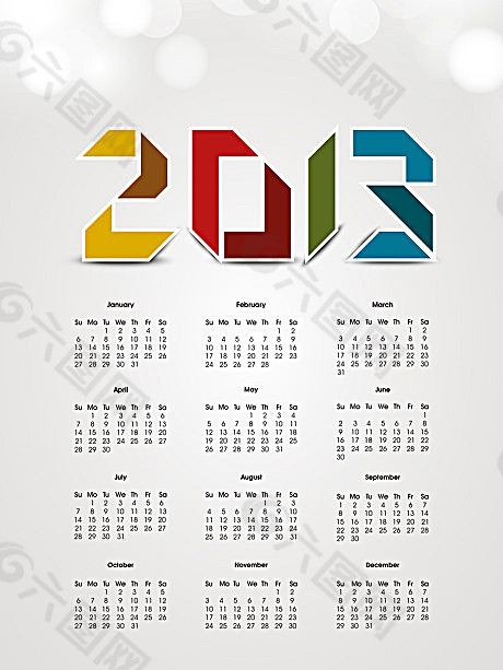2013年创意日历矢量素材04