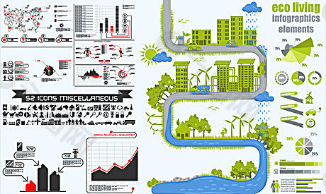 生态节能统计图矢量