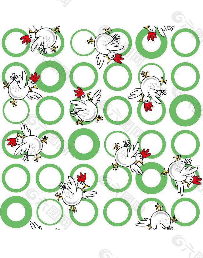 卡通公鸡图案装饰壁纸