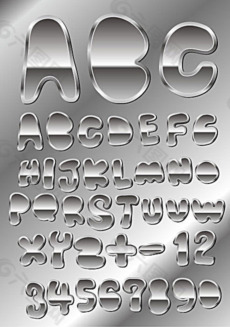 金属质感字体设计矢量