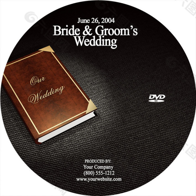 黑色book婚庆DVD光盘封面标签模板