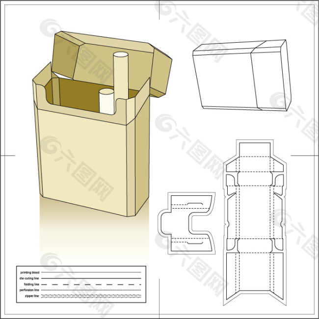 空白香烟盒包装模板含刀模