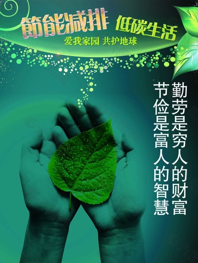 绿色环保公益广告创意双手捧绿叶篇