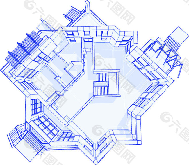 平面设计蓝图矢量素材 建筑