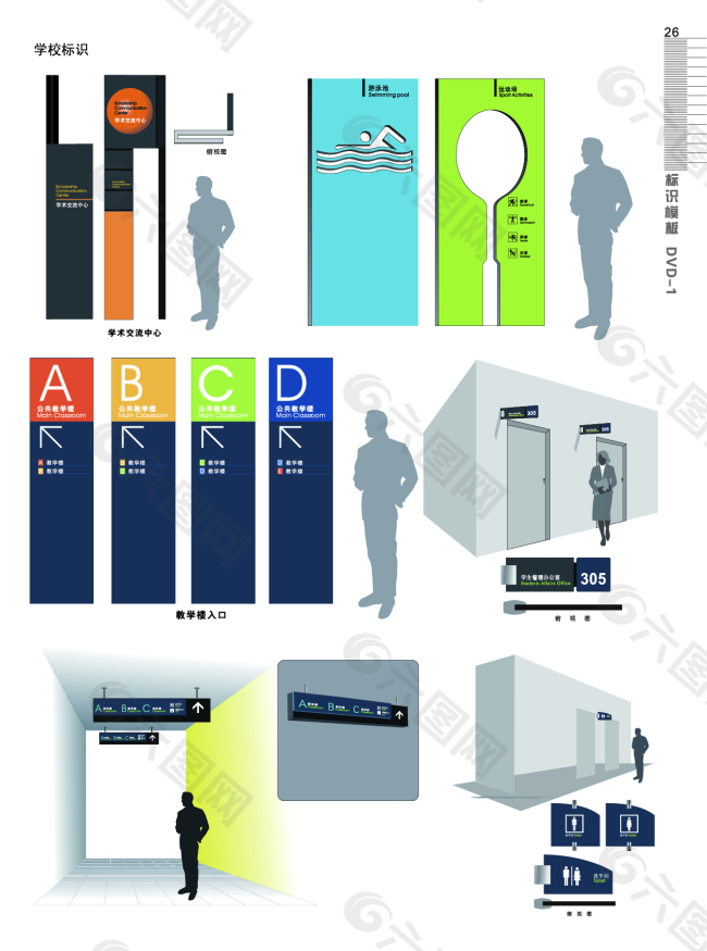 学校标识导视系统设计图制作图参考