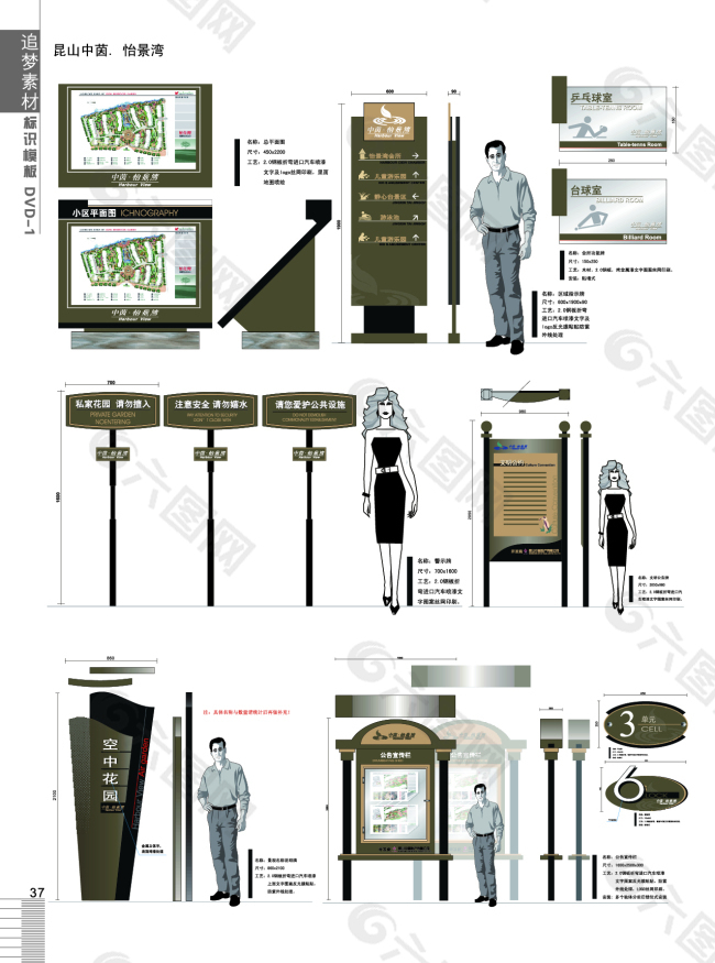 高档小区标识系统设计图制作图方案