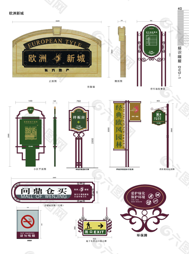 高级住宅区地产项目标识系统设计制作图