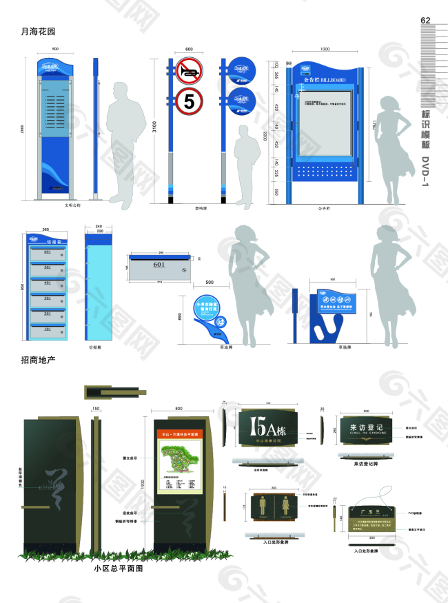 物业小区标识系统导示牌设计图制作图模板