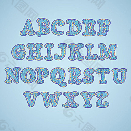 缝补创意字母矢量素材