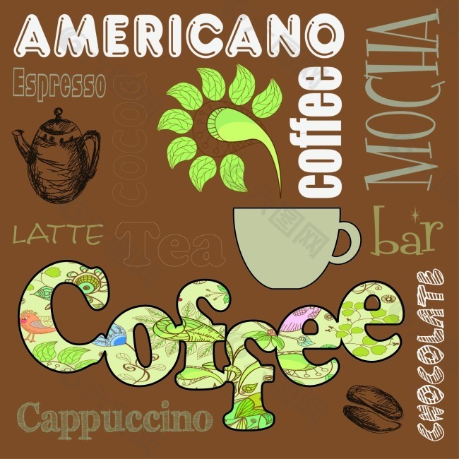 咖啡文字 海报创意咖啡海报