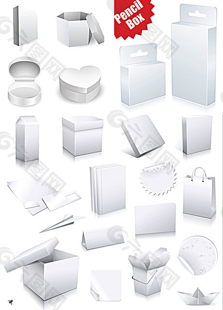 白色纸盒礼盒包装矢量素材