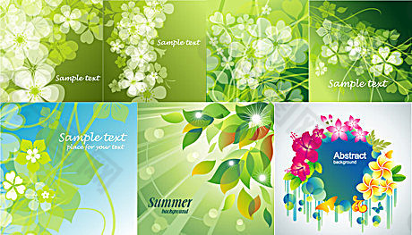 绿色花卉幻影夏季背景矢量素材
