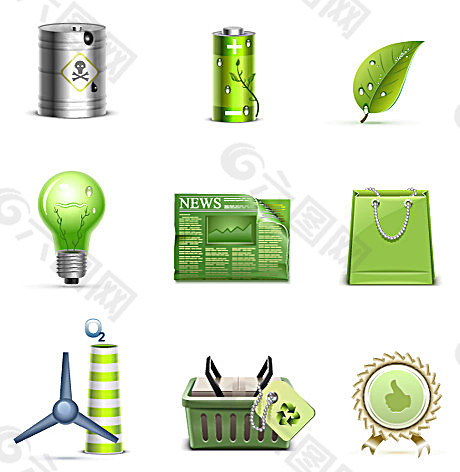 绿色环保节能图标矢量素材