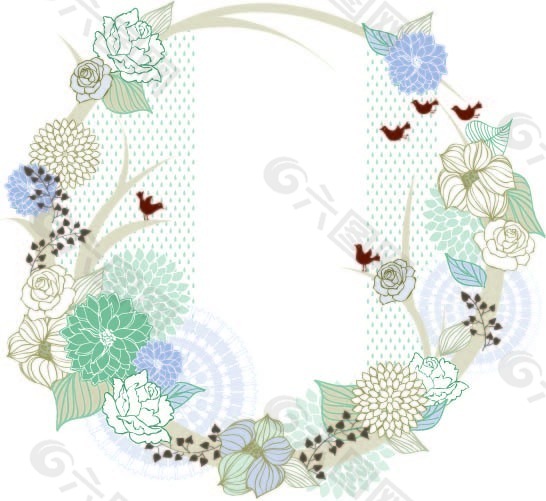 矢量花纹素材花环