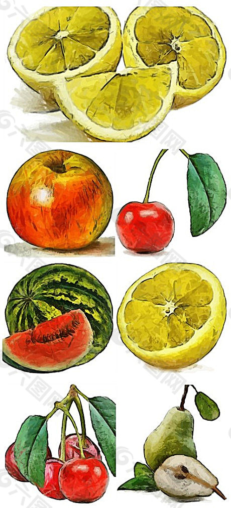 水果水彩效果矢量素材平面广告素材免费下载 图片编号 六图网