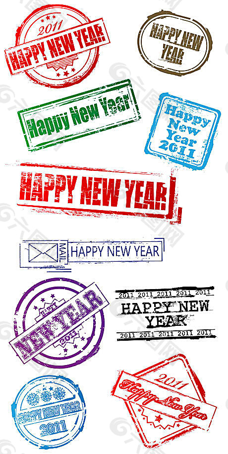 2011 happy new year盖章矢量素材