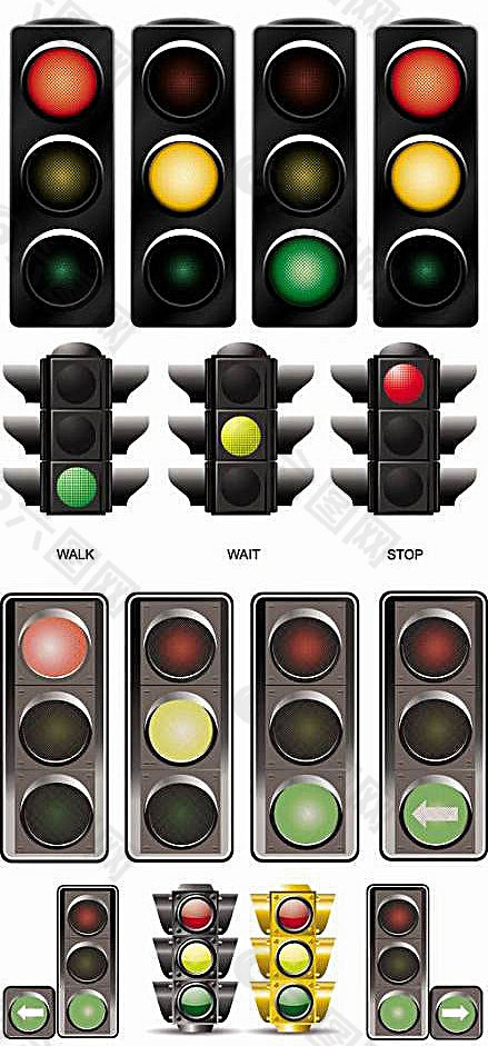红绿灯交通灯标识矢量素材