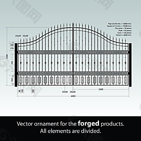 铁艺大门&护栏装饰设计稿矢量素材