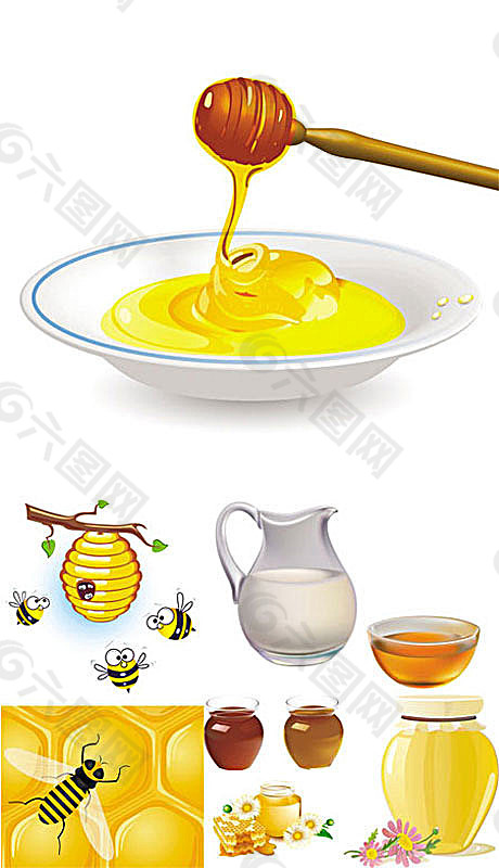 香甜美味蜂蜜汁矢量素材