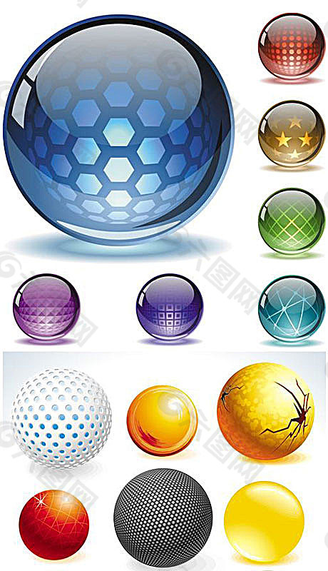 立体3d效果水晶球矢量素材
