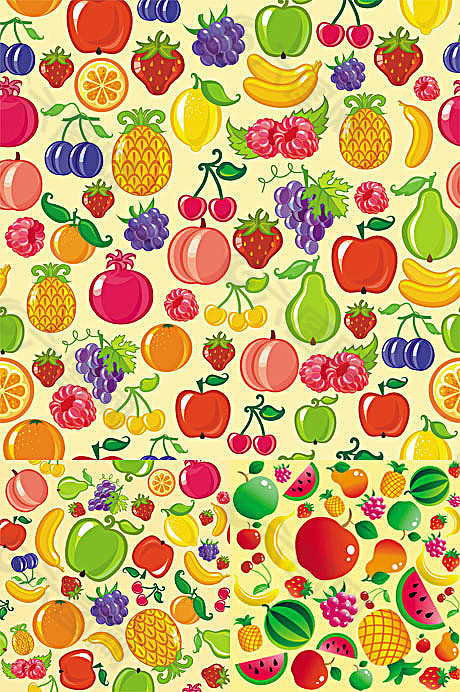 可爱鲜艳水果插图矢量素材