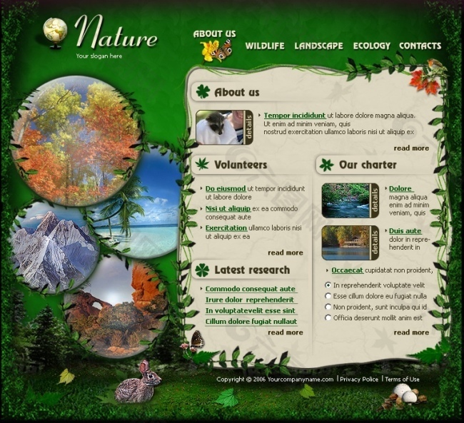欧美风格-绿色自然生态保护区网页模板