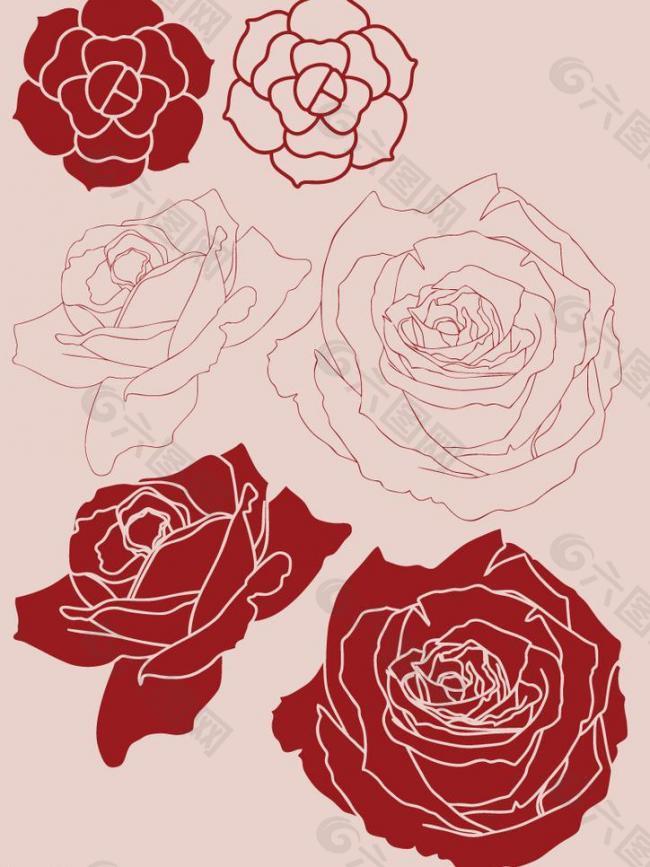 玫瑰花图纸样子图片