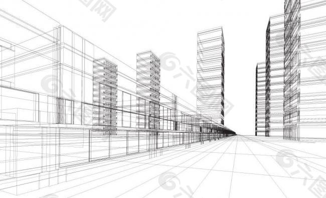 城市建筑线条图图片