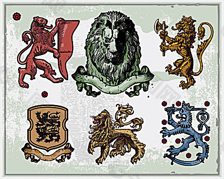 古典欧式狮子图案矢量素材