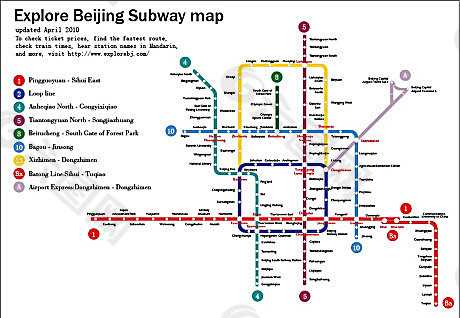 英文版北京地铁路线图