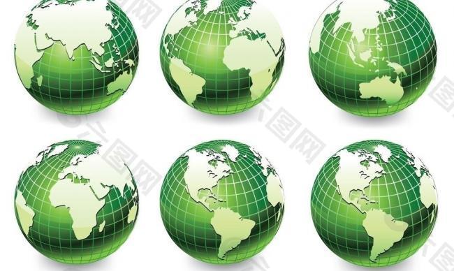 立体绿色地球矢量素材图片
