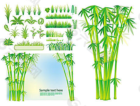 竹子植物小草矢量素材