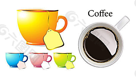 茶杯和咖啡杯矢量素材